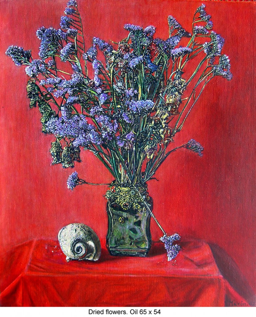 8. dried flowers on red-65x54 cm
